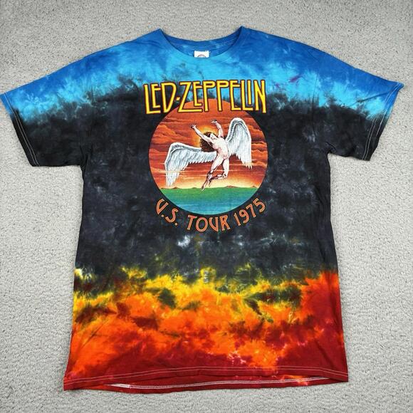 Delta Other - Led Zeppelin U.S. Tour 1975 Reprint T-Shirt Delta Pro Weight Tie Dye Men’s Large